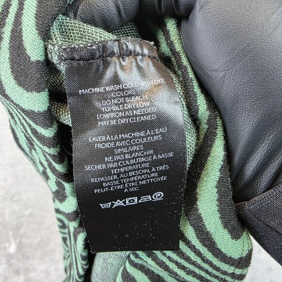 Urban Outfitters Pants Womens 3XL Green Black Flare Stretch Knit Swirl Op Art - Picture 10 of 11